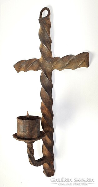 Vintage/antique wrought iron cross-shaped wall sconce