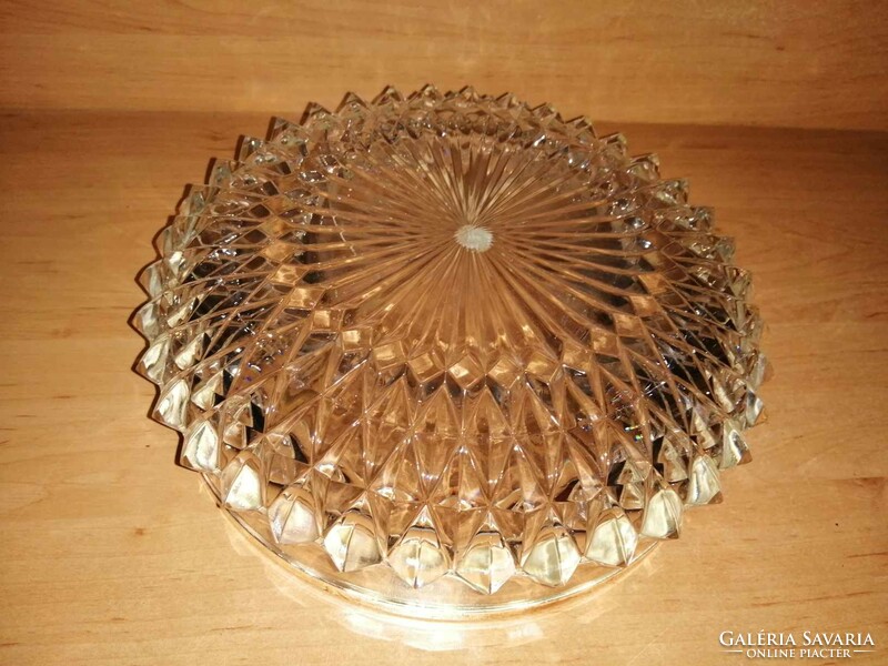 Glass round table centerpiece with metal edge - 22 cm (7p)