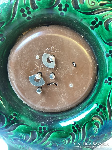 Ceramic pretzel jar with working mechanical clock 28 cm.