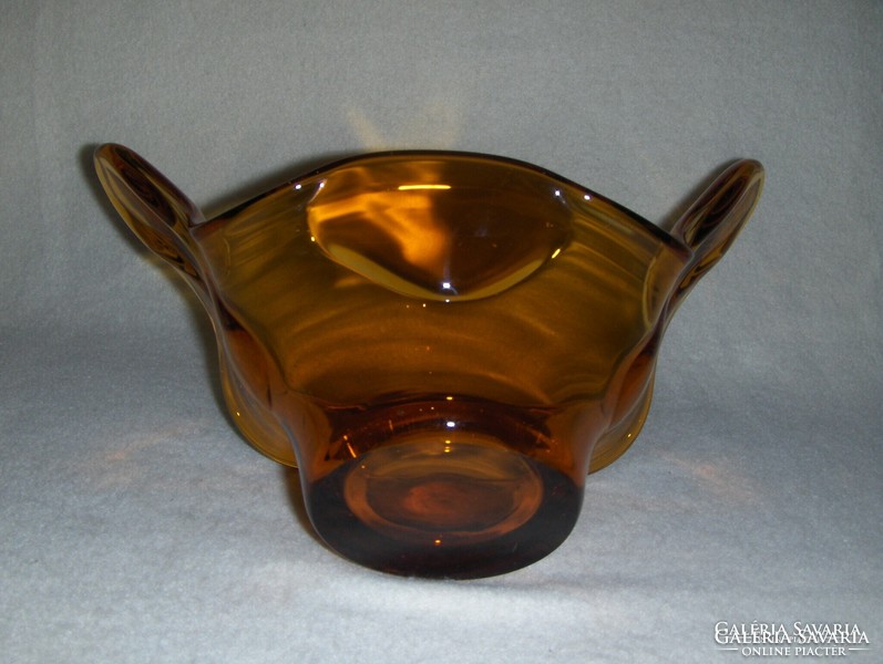 Murano thick amber glass serving bowl (p)
