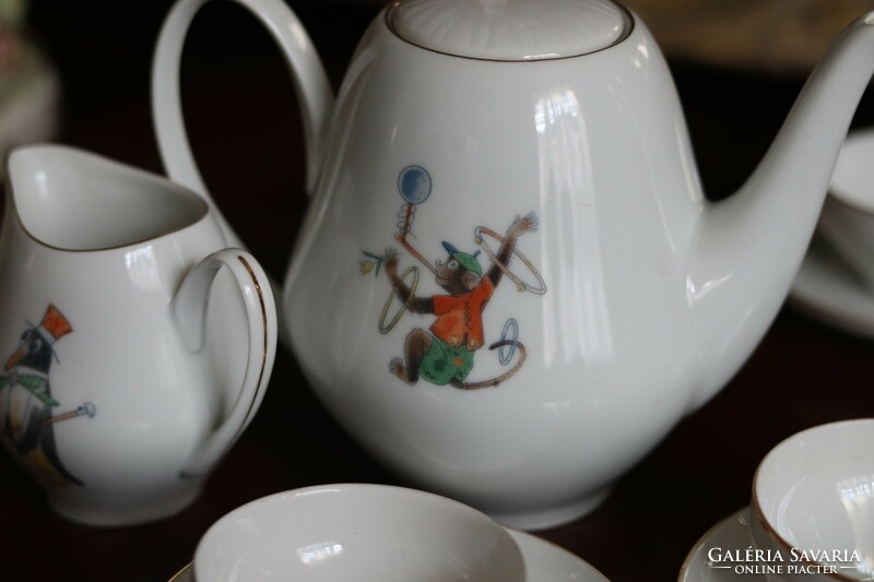 Vintage retro Czechoslovak porcelain circus children's tea set