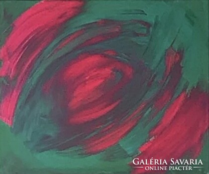 Red vortex ii 55x46cm unique contemporary canvas picture
