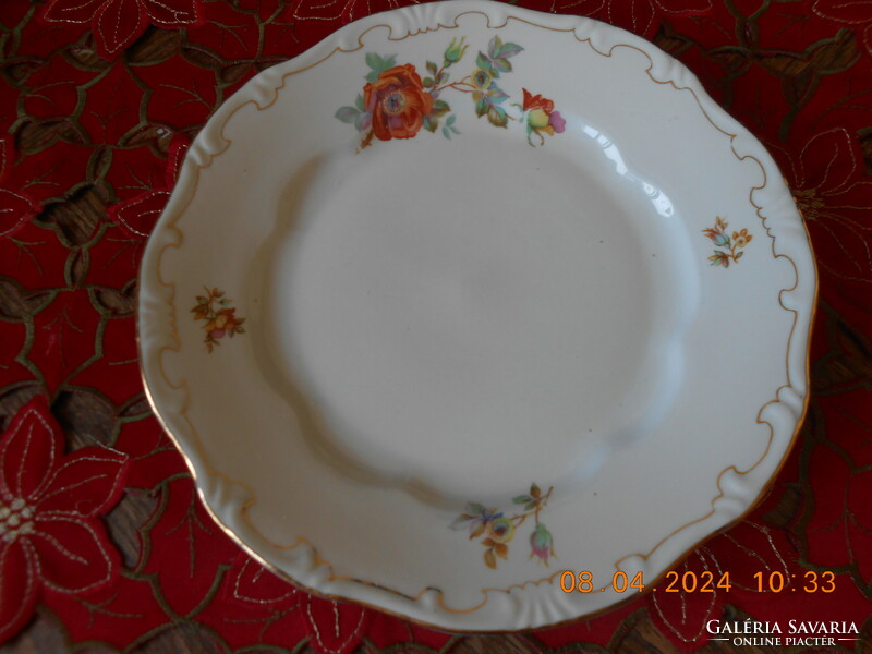 Zsolnay flat plate with wild rose pattern