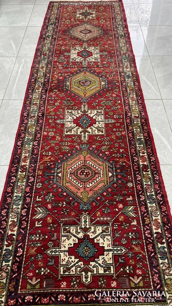 3558 Iranian kharaja heriz hand knotted wool Persian running rug 90x330cm free courier