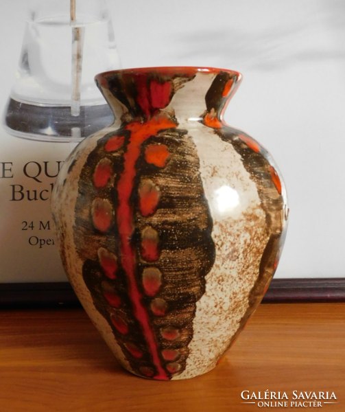 Retro ceramic industrial artist vase with dm sign 18 cm