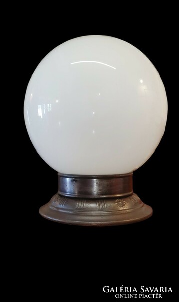 Old, huge-sized, art deco opaline glass ball-shaped ceiling lamp.