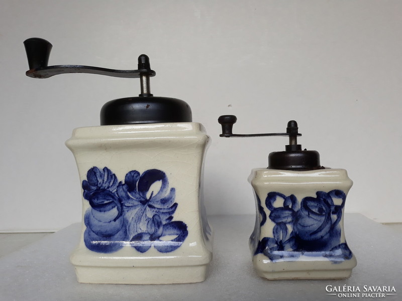 Vintage earthenware coffee grinder and pepper grinder