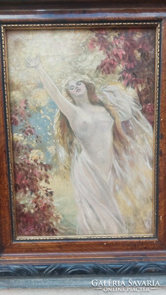 Jola (?) '1902 Oil on canvas nude painting with frame