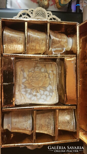 Gold-plated rose pattern modern, new aml germany royal porcelain- very nice-in a disbox-