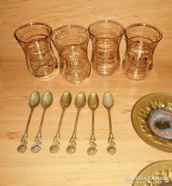 Old copper coffee set with small spoons