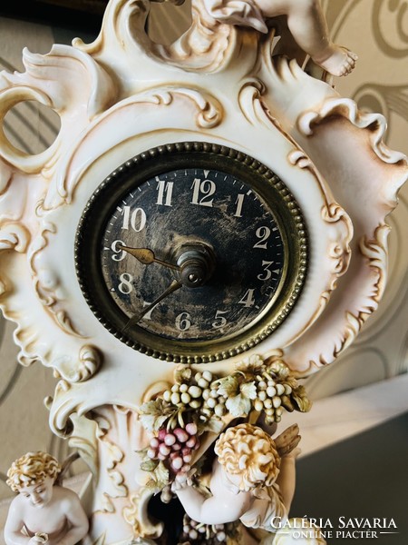 French hand-painted and gilded Bacchus clock