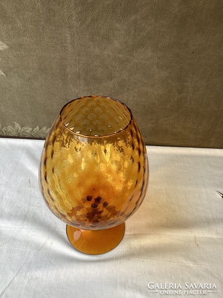 Amber colored giant glass cup 34 cm.
