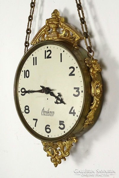 1P877 old large fire gilded omicron wall clock