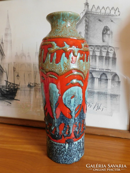 Retro ceramic vase with abstract pattern 32.5 Cm