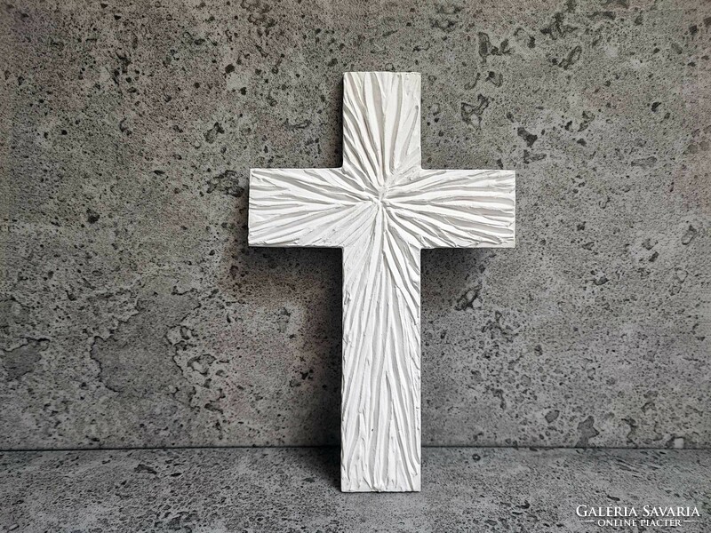 Pilipart, white handmade wall-hanging cross, 18x12 cm