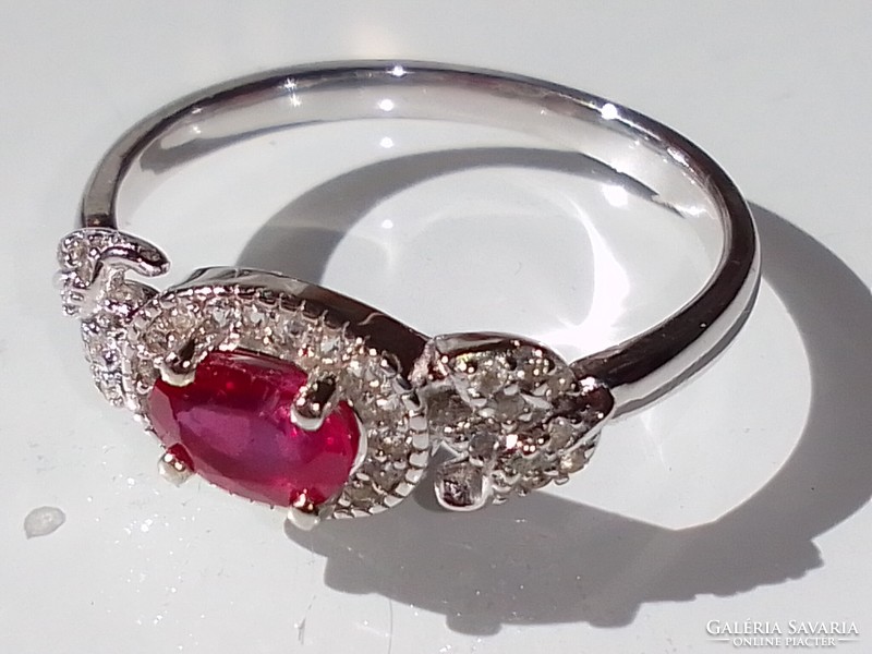 Silver ring with ruby gemstone and topaz!