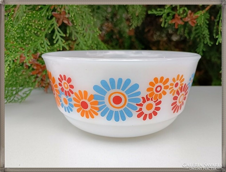 Schott mainz flower pattern Jena milk glass deep bowl