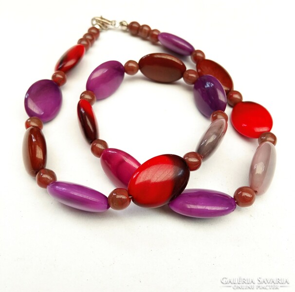 Fashion necklace - colorful acrylic form with pearls