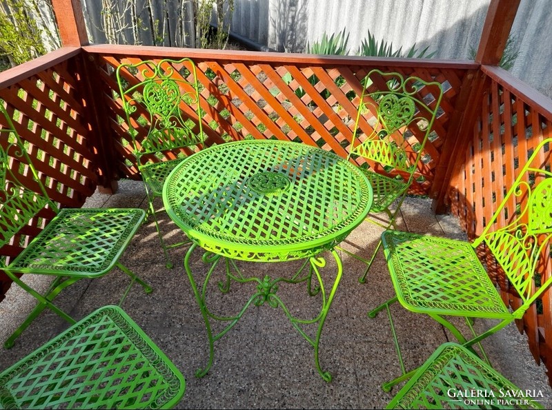 Garden ideas - wrought iron set (1 table + 6 chairs)