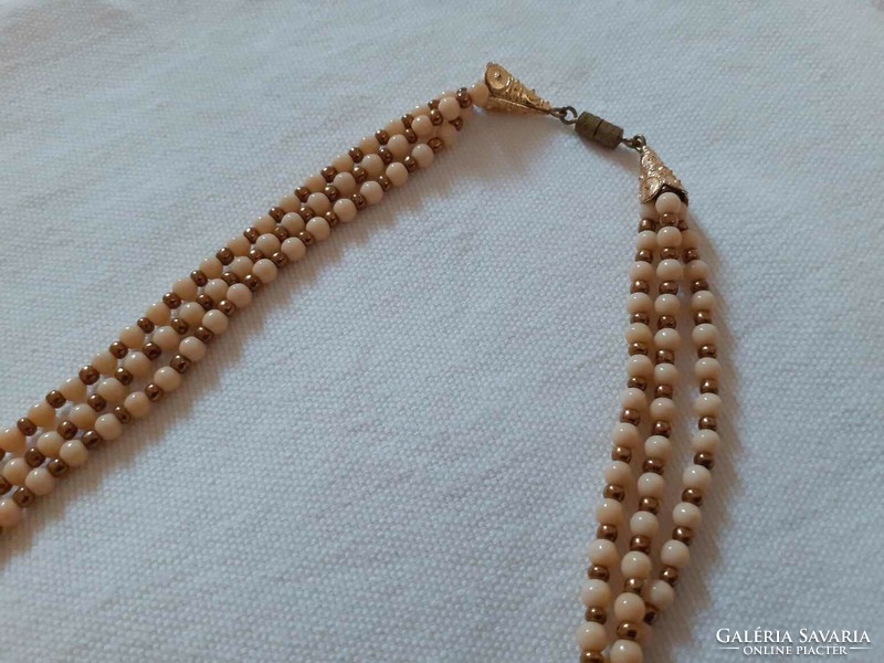 Vintage triple chain necklace (porcelain or glass)