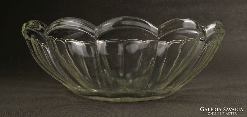 1Q961 old glass serving bowl with ruffled edges 8 x 24 cm