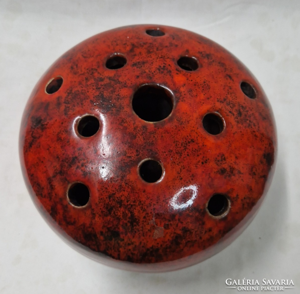 Retro marked industrial art glazed ceramic ikebana vase in perfect condition 17.5 cm.