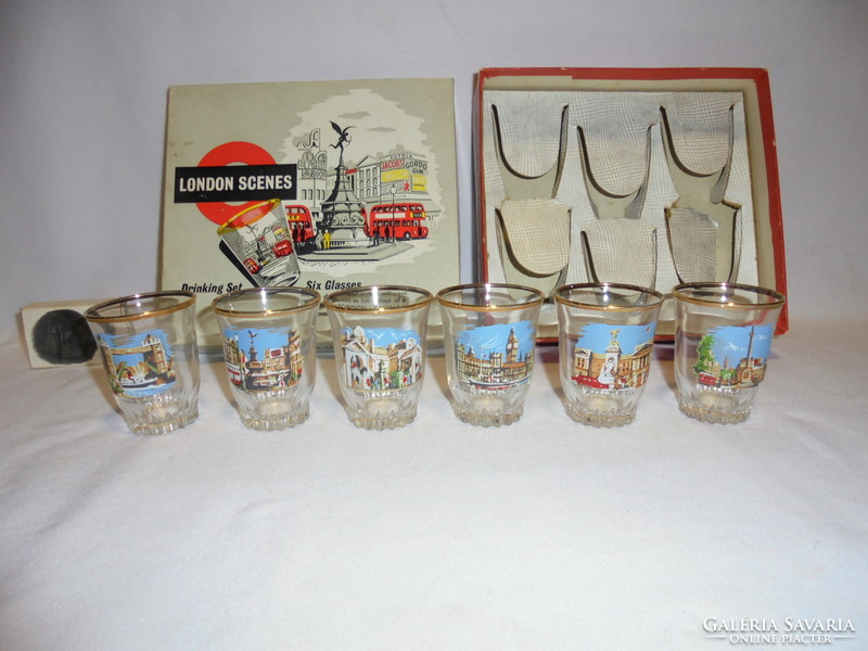 Sights of London - a set of six colorful drink glasses in a box - souvenir