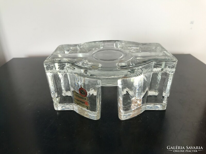 Thick crystal glass candle holder, heat-resistant vi. , Marked (m108)