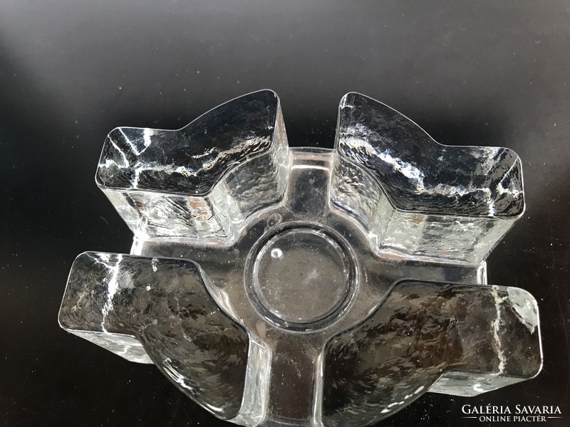 Vastag kristályüveg gyertyatartó, melegentartó VI. , jelzett (M108)