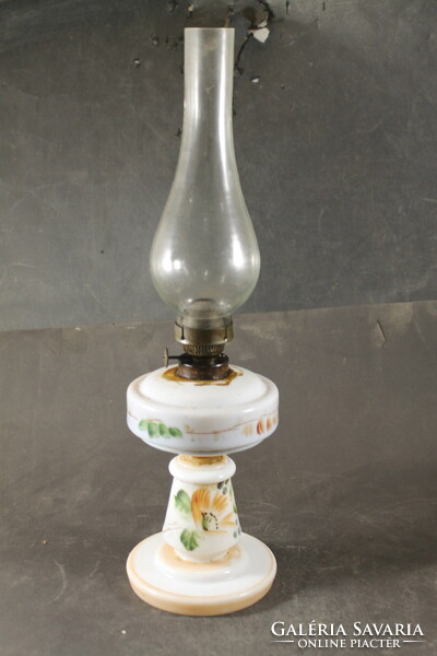 Antique hand painted broken glass kerosene lamp 755