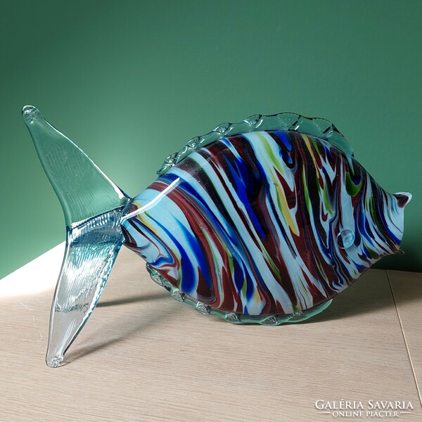 Retro colored glass fish vase