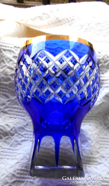Vastag masszív olom kristály  váza- 15 cm