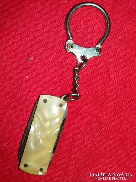 Small manicure knife with an old mother-of-pearl handle, key ring, condition according to the pictures