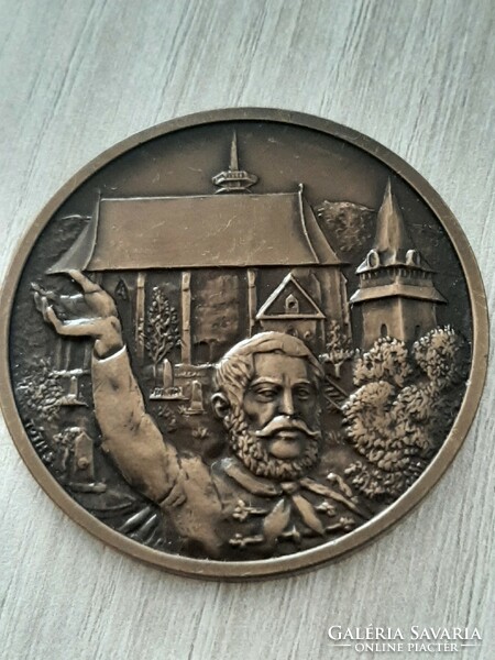 Sándor Tóth: civitatis miskolcz sigillum - kossuth bronze plaque, commemorative medal