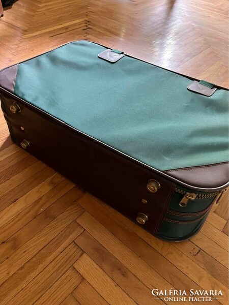 Green retro suitcase 60x40x18cm, vintage suitcase