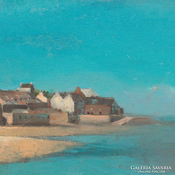 Falu a tengerparton Bretagne-ban 1880 Odilon Redon festőművész alkotásának reprodukciója