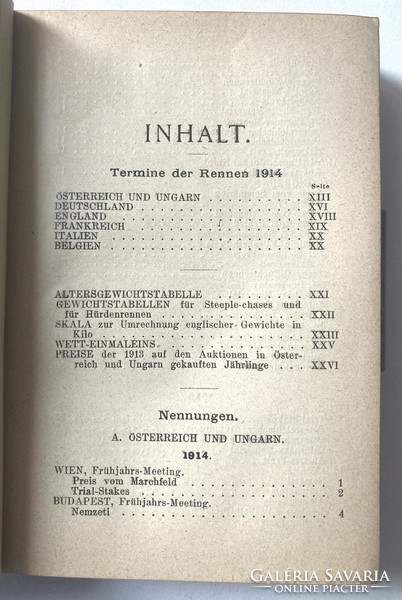 Turfbuch für 1914 - ritka kiadvány a monarchia lóversenyeiről