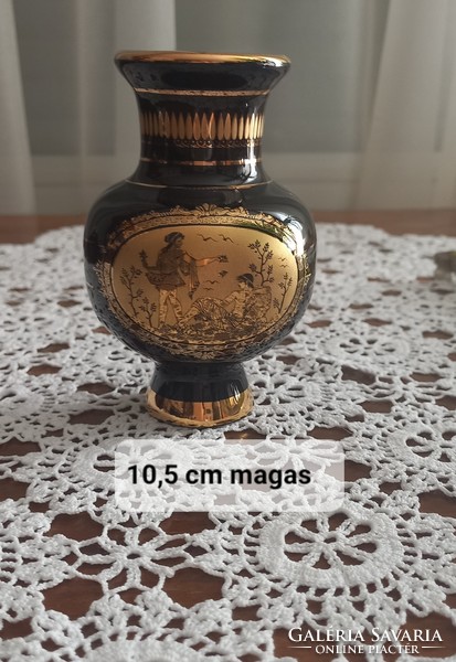 Black glass vase with 24 carat gold decoration, Greek