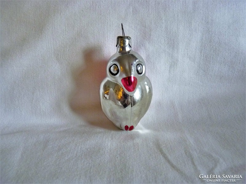 Old glass Christmas tree decorations - 3 parrots + 1 owl!