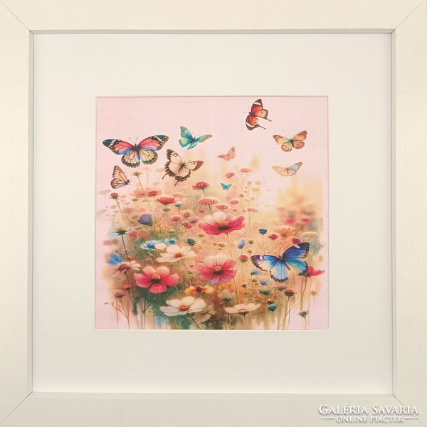 Tündérkert: pillangók tánca - selyem falikép
