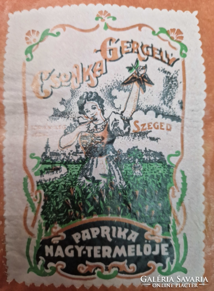 Old advertising packaging of Gergely Cenka, a large producer of Szeged paprika, in perfect condition