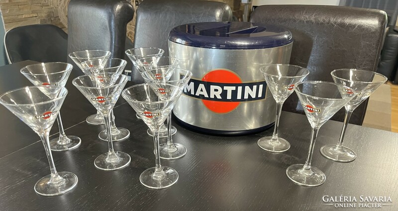 Set of 12 Martini glasses and ice bucket!