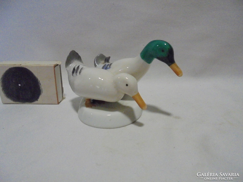 Pair of Aquincum porcelain duck figurines, nipp