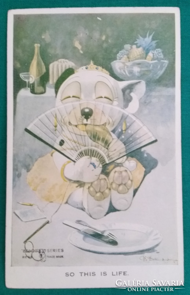 Bonzo sorozat 1127 - " Hát ez az élet" - ragasztott hátoldalú postatiszta képeslap
