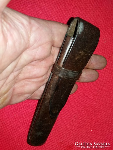 Antik magyar bőrdíszműves bőr 2 férőhelyes toll /írón tartó szép állapot képek szerint