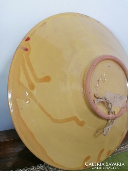 Retro industrial art larger ceramic wall bowl