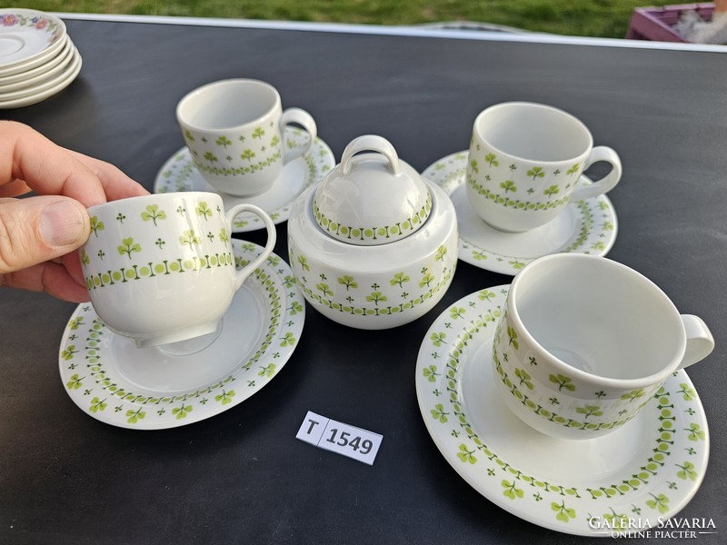 T1549 Lowland parsley / clover pattern chubby coffee cups and sugar