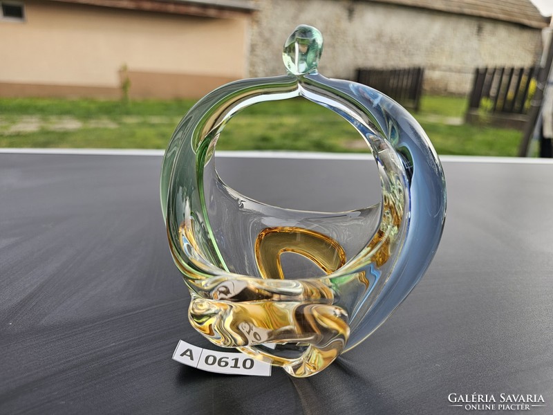 A0610 Csehszlovák üvegkosár 12 cm