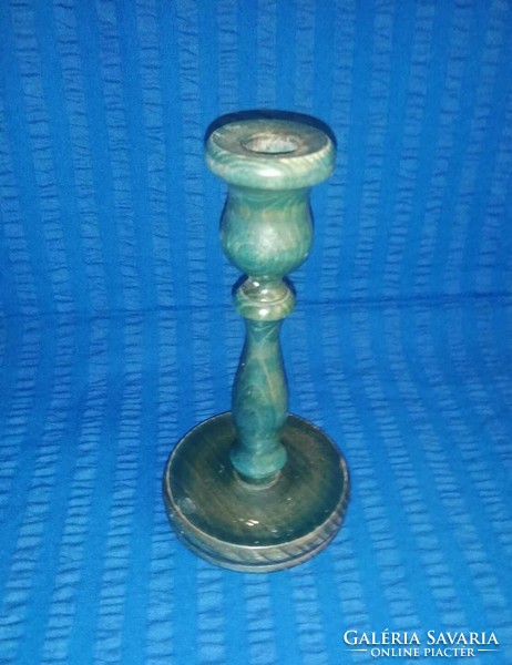Retro green wooden candle holder (a12)