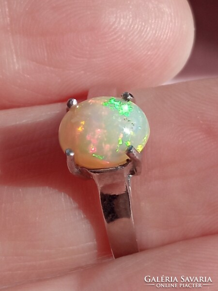 Ethiopian fire opal 925 silver ring 58